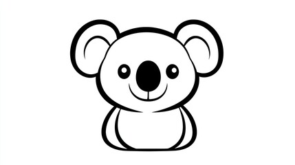 Fototapeta premium Happy Koala Cartoon, Sitting, White Background, Children's Book Illustration