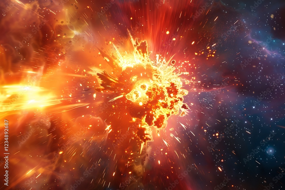 Poster galaxy and nebula in space, abstract background, 3d rendering
