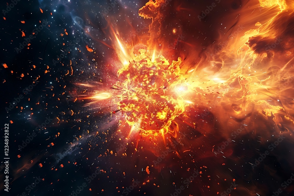 Poster galaxy and nebula in space, abstract background, 3d rendering