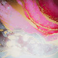 Naklejka premium Blur Waves Marbled. Violet Abstract Lines Painting. Background M
