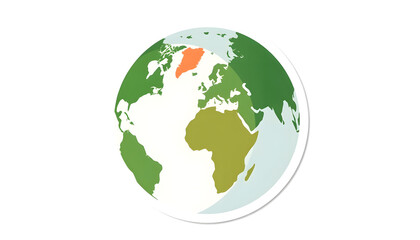 Abstract earth globe with continents and oceans. World or planet icon. Colored flat illustration isolated on white background, sticker style