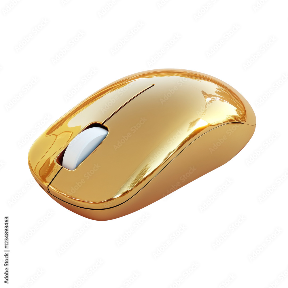 Aufkleber the image shows a highly polished gold computer mouse against a black background, showcasing its lux