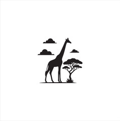 Fototapeta premium Black silhouette giraffe vector