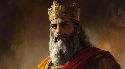 Portrait of the biblical King Solomon. Christian illustration.