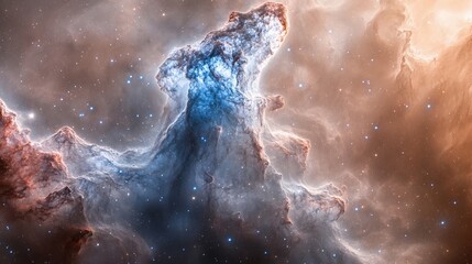 Cosmic Pillars: A Celestial Nebula in Serene Hues