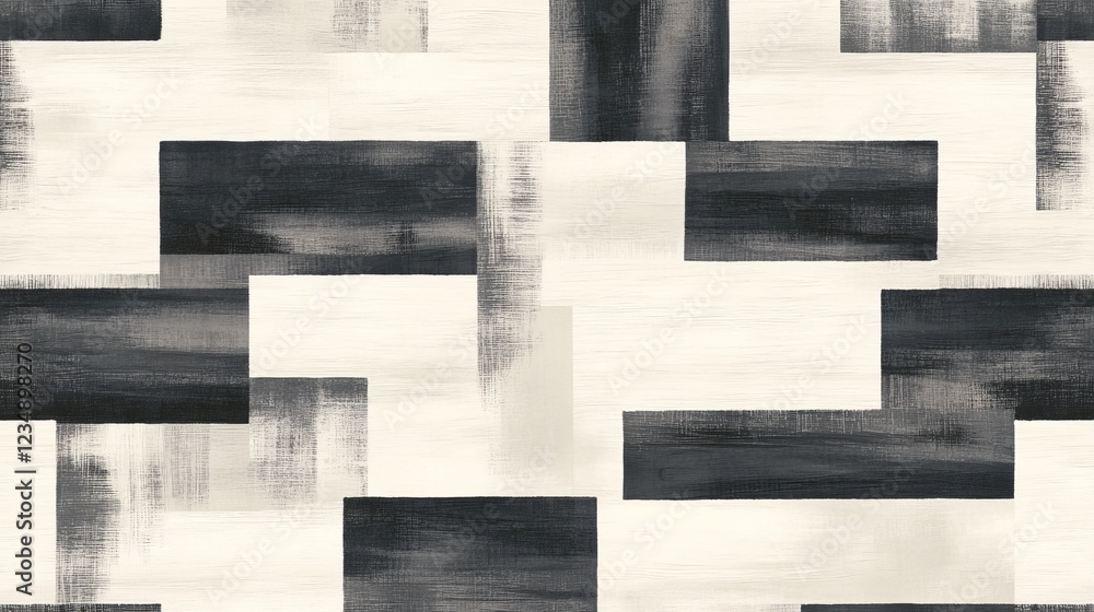 Poster abstract monochrome pattern with geometric shape and brush strokes, perfect for modern design projec
