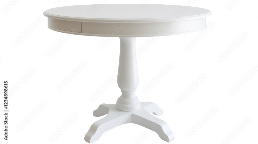 Poster white round table standing on transparent background