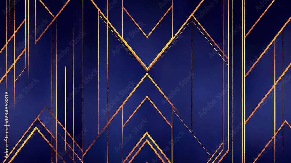 Aufkleber abstract geometric pattern with golden lines on a deep blue background, suitable for design projects