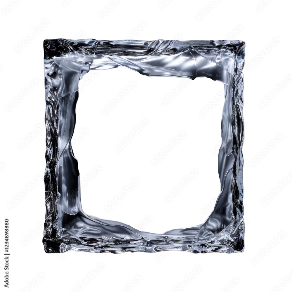 Poster square glass frame with textured edges and crystal-like transparency in clear form