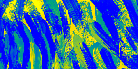 Sky Acrylic Hippie Shirt. Brush Stroke Canvas. Bright Acrylic Pa