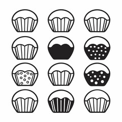 outline set of isolated groovy whimsical sweets for Valentine Day