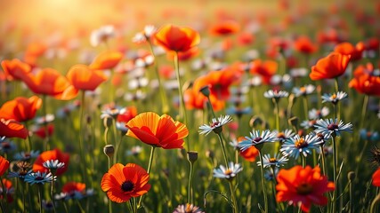 Obraz premium Stunning Poppy and Cornflower Field - Bright Summer Bloom