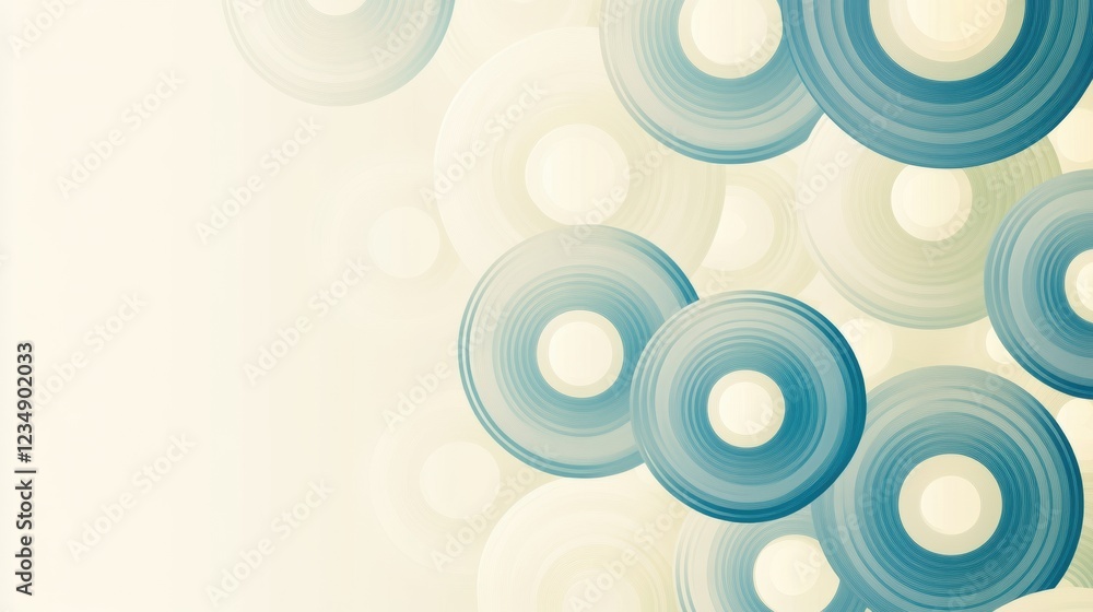 Poster Abstract blue circles on a soft background creating a calm and modern atmosphere for creative design. Generative AI