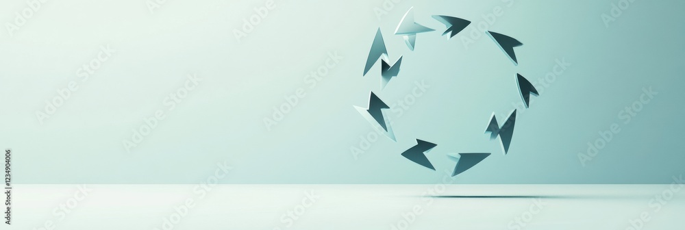 Fototapete circular arrangement of arrows suggesting motion in a minimalistic setting. generative ai
