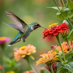 Fototapeta premium hummingbird feeding on flower