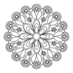 Fototapeta premium Mandala illustration with layers of floral designs. Each layer is outlined sharply