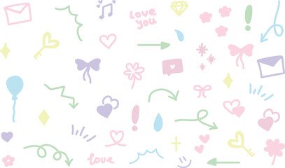 A set of vector illustrations with simple ornaments.The focus line, drawn by hand