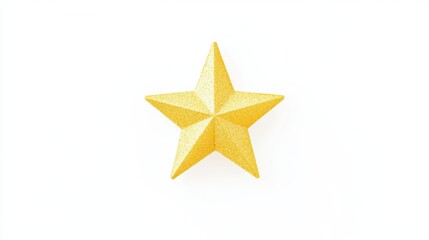 Golden five-pointed star on white background minimalist graphic design