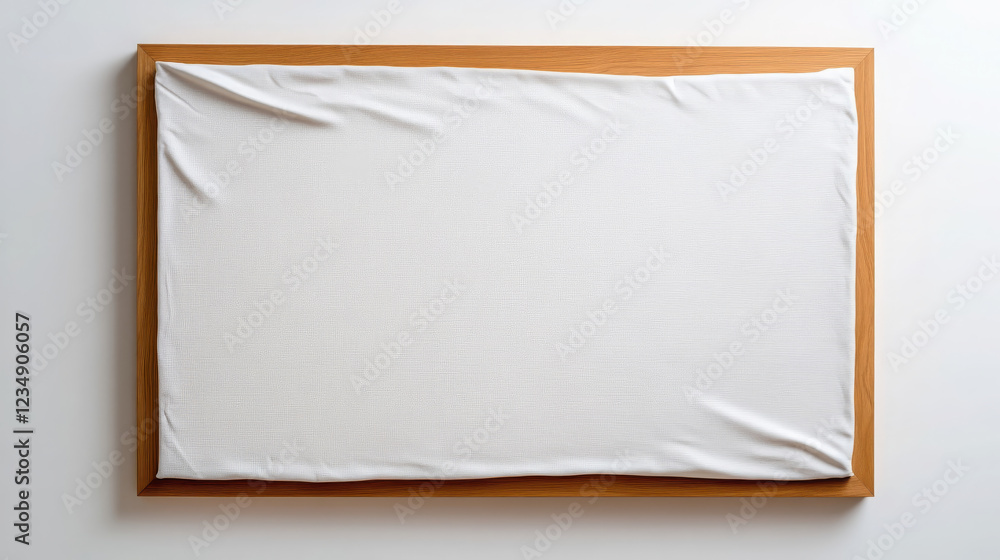 Poster detailed front facing image of white canvas stretched over wooden frame, showcasing minimalist desig