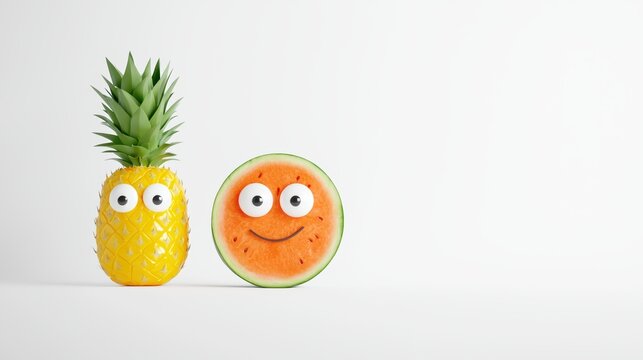 Fun kitchen decor whimsical watermelon and pineapple characters