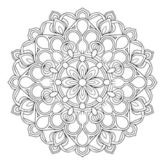 Floral mandala with alternating bold black and white patterns. The mandala