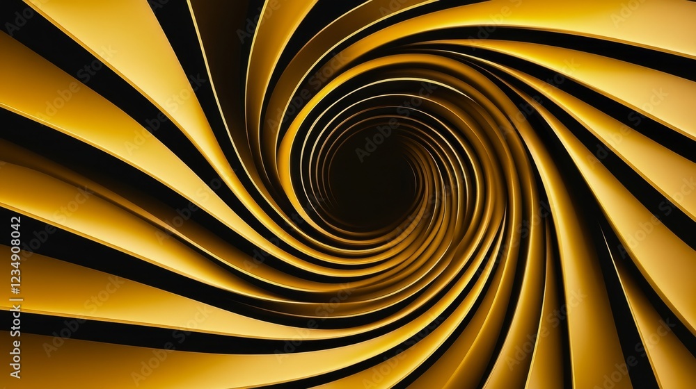 Aufkleber abstract spiral design with golden and black tones creating a mesmerizing vortex effect