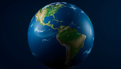Fototapeta premium earth globe on dark blue background, detailed, with white tones