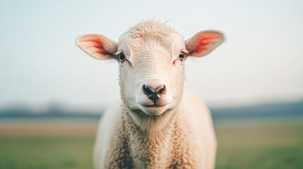 Obraz premium Nature's beauty close-up of sheep in a pastoral meadow landscape