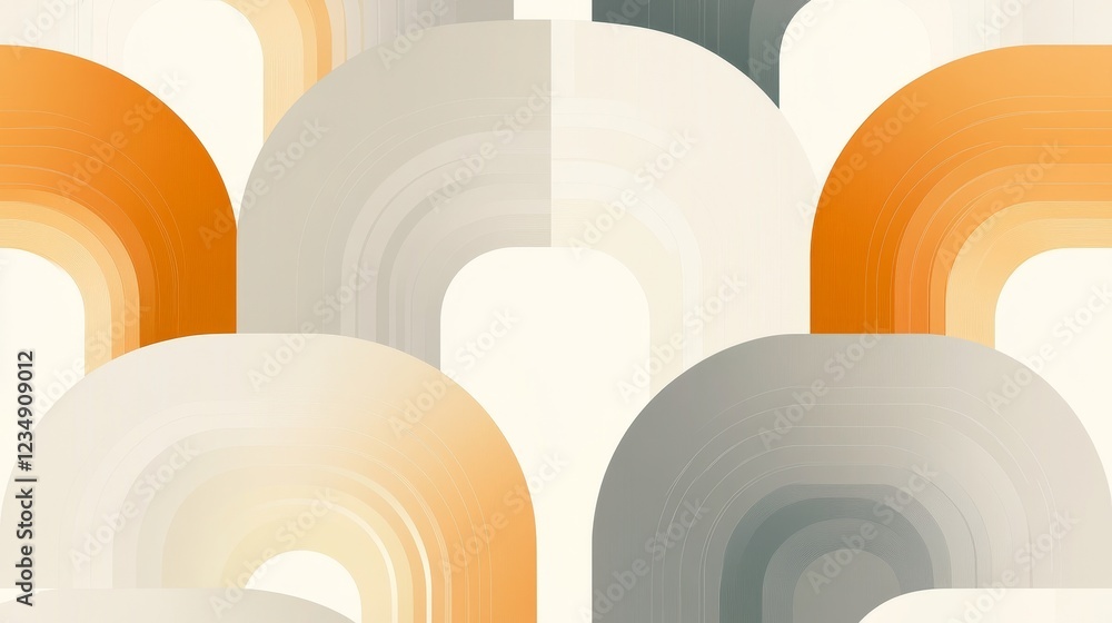 Poster abstract geometric pattern featuring curved shape in warm and neutral tones, suitable for background