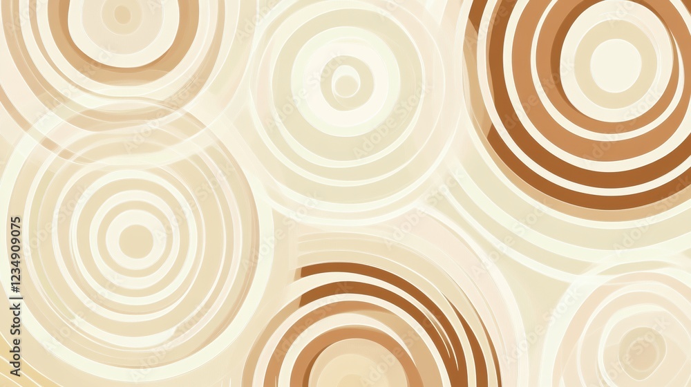 Poster abstract circular patterns in warm tones create a modern artistic design for decor and backgrounds. 