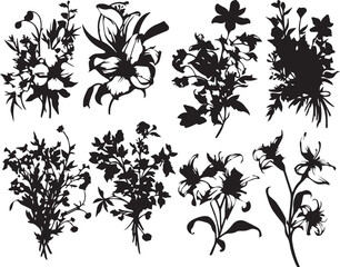 Set flowers. Hand drawn vector illustration