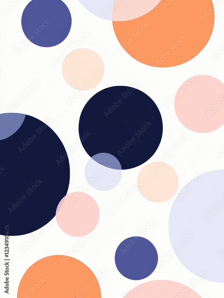 Poster colorful abstract circles on a white background, creating a playful and modern design suitable for v