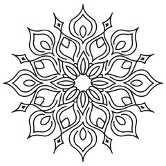 A modern, bold silhouette of a mandala composed entirely of floral elements. The mandala is set against