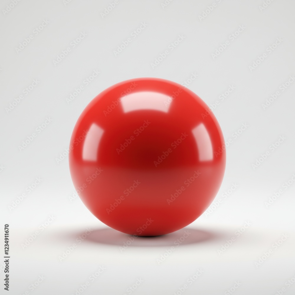 Poster glossy red sphere on neutral background with soft light reflection