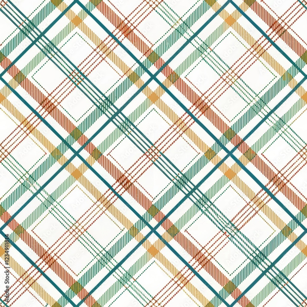 Poster colorful geometric plaid pattern with diagonal lines and intersecting stripes