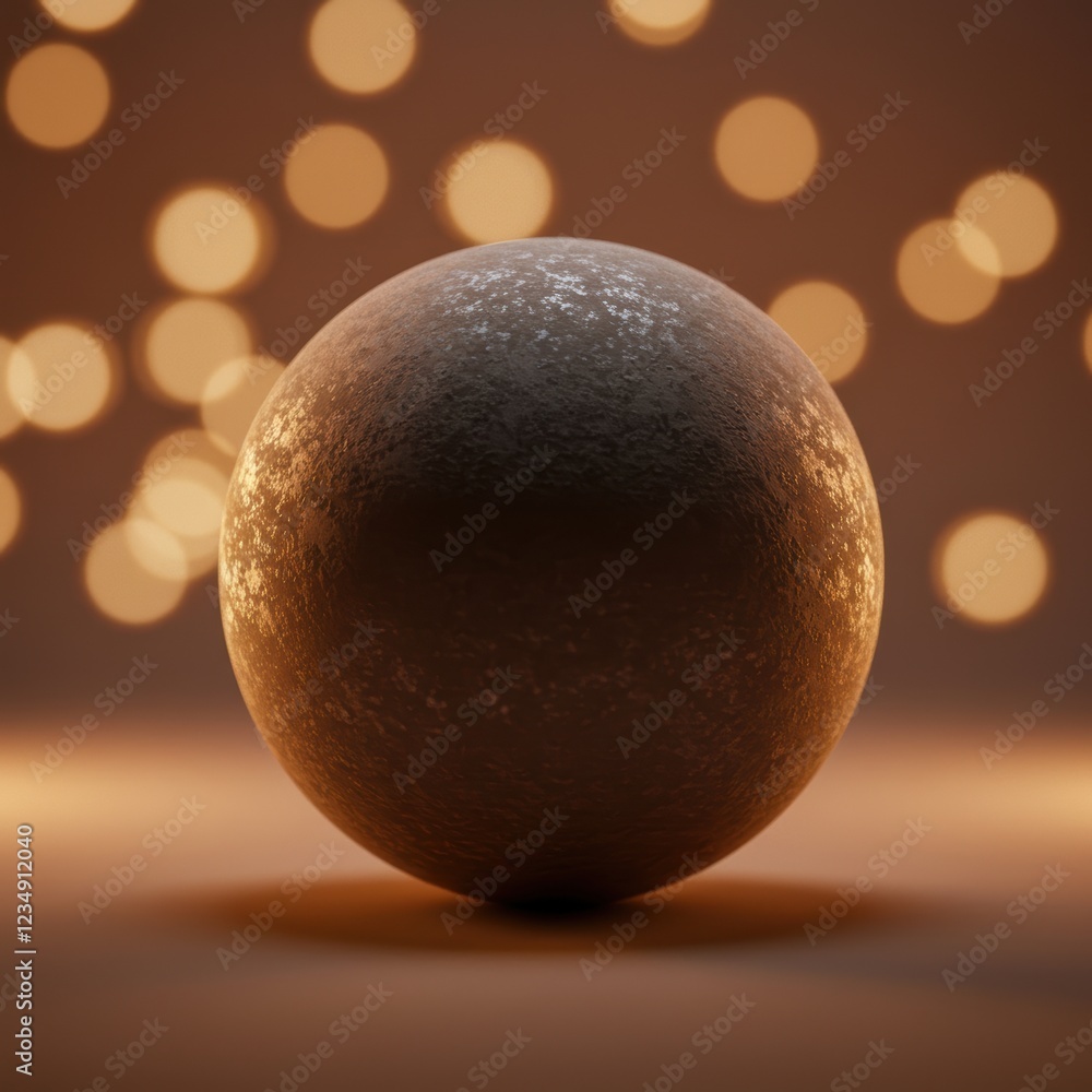 Poster mystical sphere against bokeh lights backdrop with warm texture and soft glow