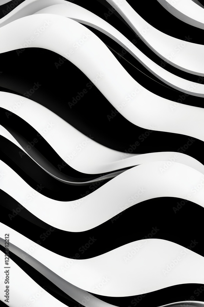 Aufkleber abstract black and white waves creating a dynamic flow, suitable for backgrounds and designs