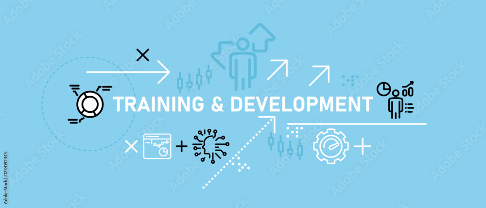 Poster training and development train progress self-improvement working process learning performance skill 