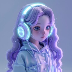 Futuristic Girl in Pastel Digital Workspace Coding Project