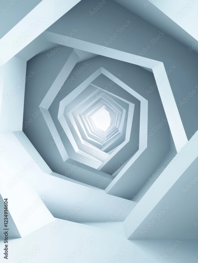 Poster geometric spiral structure illuminated with soft light presenting a modern architectural design. gen