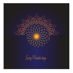 Elegant Yellow and black Mandela Design ,invitation ,with Radiant Patterns and Symmetrical Details