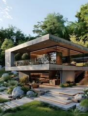 Modernist Hillside Residence Blending Seamlessly with Lush Landscape