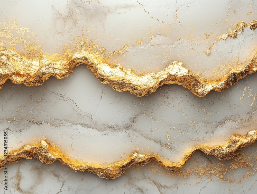 Poster abstract marble texture with golden accents and wavy patterns.
