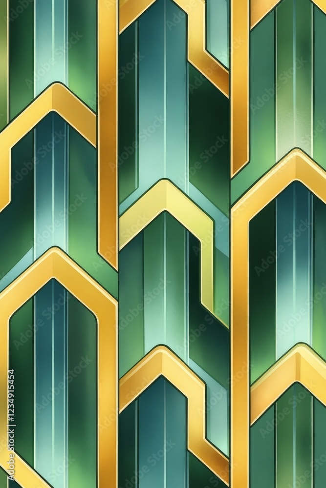 Poster abstract geometric pattern featuring green and gold color with a modern design for creative use