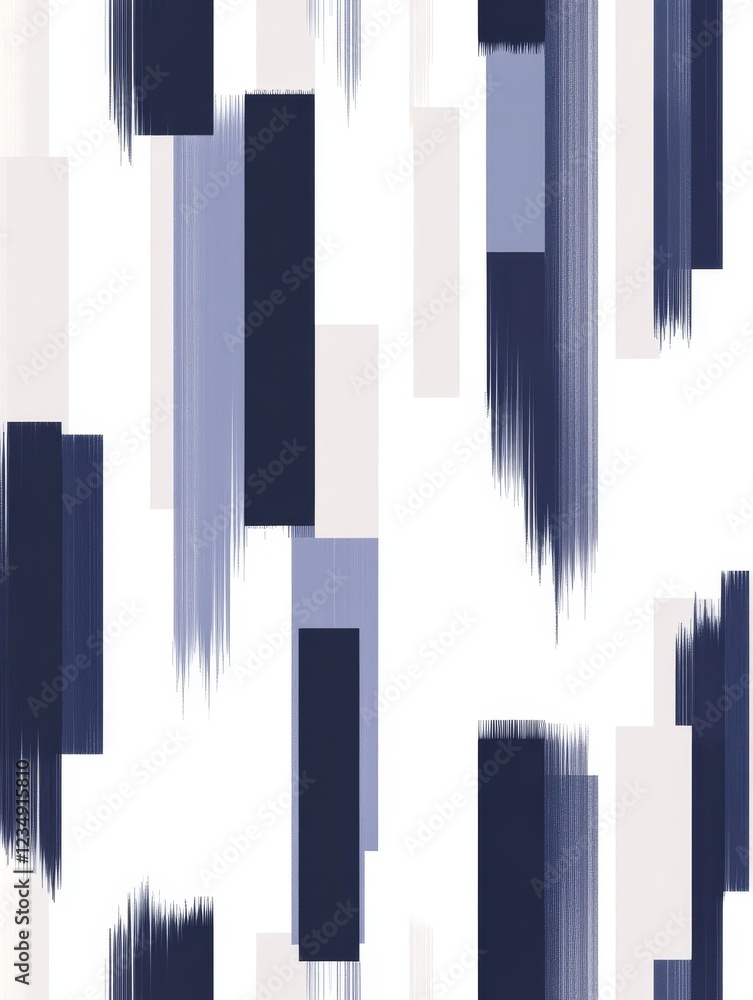 Poster abstract patterns of vertical brush strokes in navy blue and white creating a modern artistic backgr