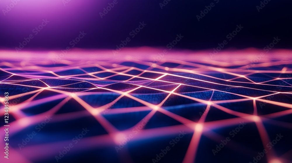 Poster abstract representation of a vibrant digital landscape with glowing lines and waves in a futuristic 