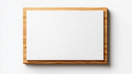 Blank white canvas in a light wooden frame Perfect for mockups art projects and design presentations