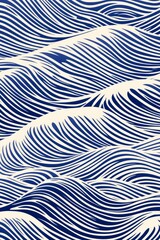Abstract blue and white wave pattern representing ocean movement, suitable for backgrounds or textiles