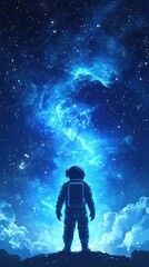 Fototapeta premium Astronaut Gazing at a Celestial Nebula in Space