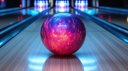 energetic bowling competition with dynamic strike and powerful pin hit, skilled players in tournament play leading to fun recreation and victorious moments